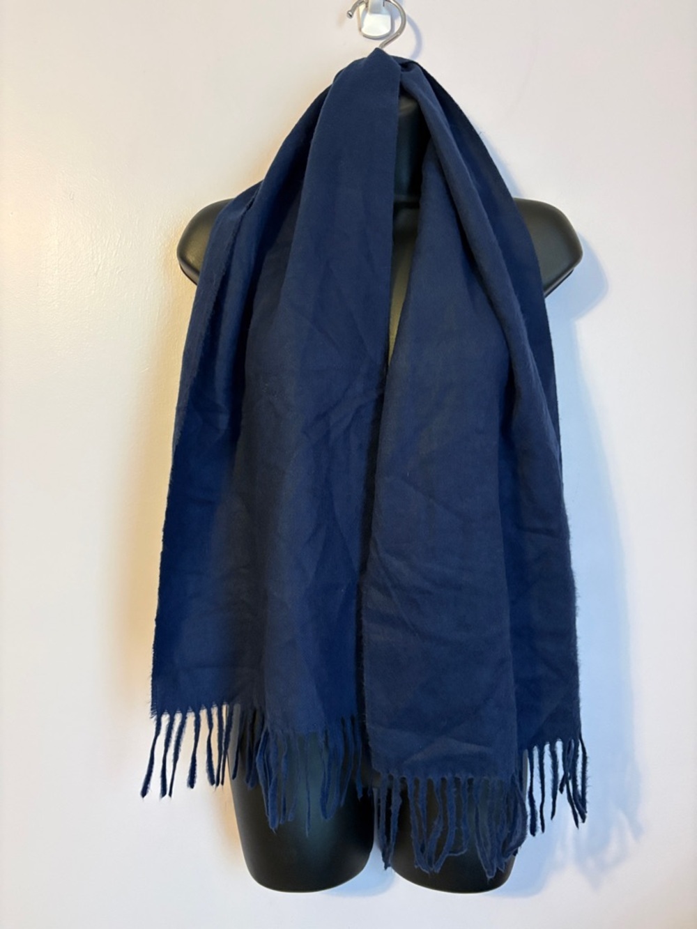 Christian Dior Cashmaire Blue Knit Vintage Scarf Fringe